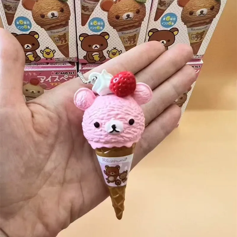 6pcs Cartoon Anime Rilakkuma Cone Ice Cream Girl Bag Pendant 2025 8cm Cute Doll Keychain Figure Toy Decoration Collection Gift