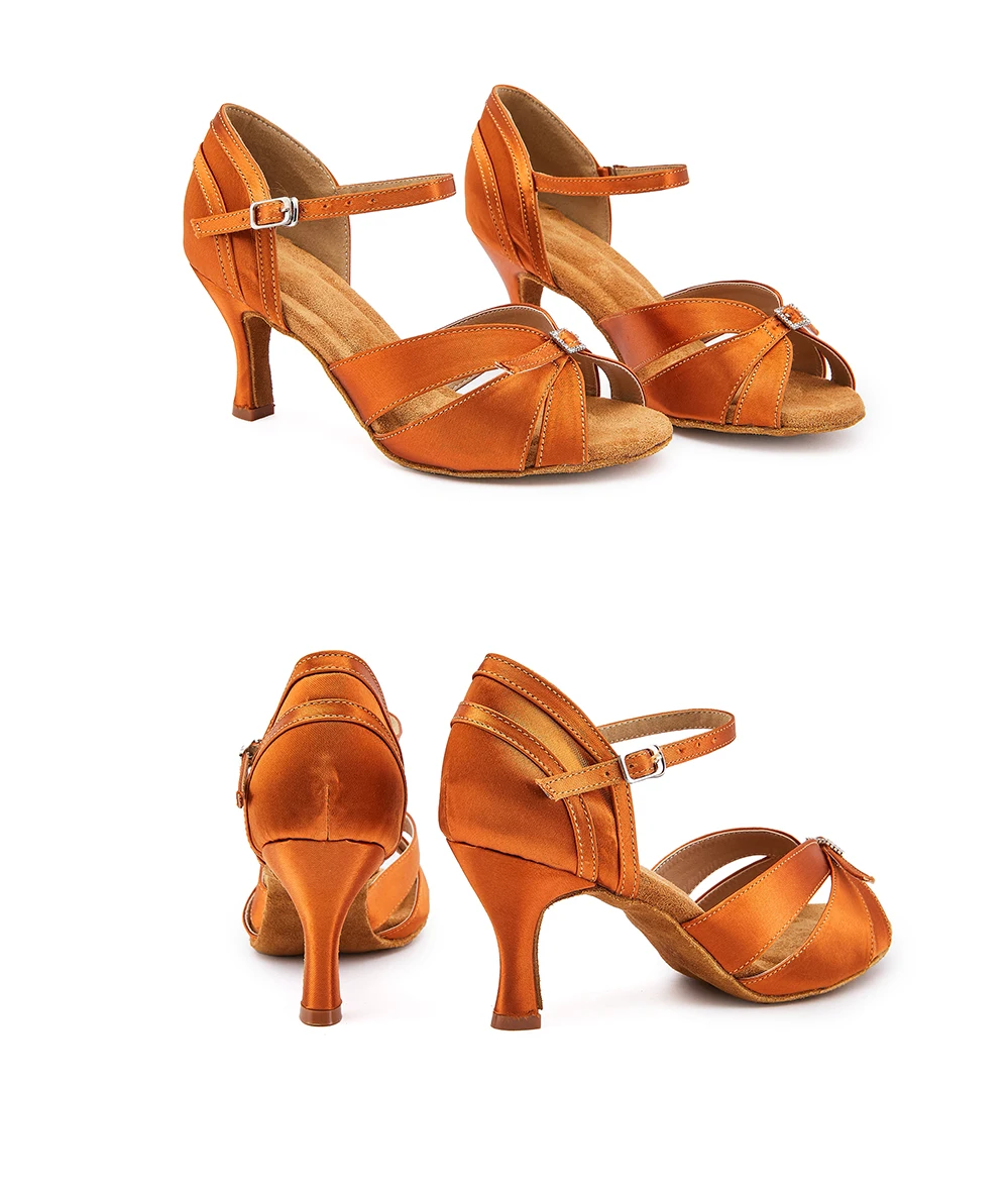 CINMIDY Schwarze Seiden-Satin-Tanzschuhe für Damen, Verstellbare Weite und Schmalheit, Tango-Latin-Tanzschuhe, Stabiler Absatz, Partyschuhe – Detail 9