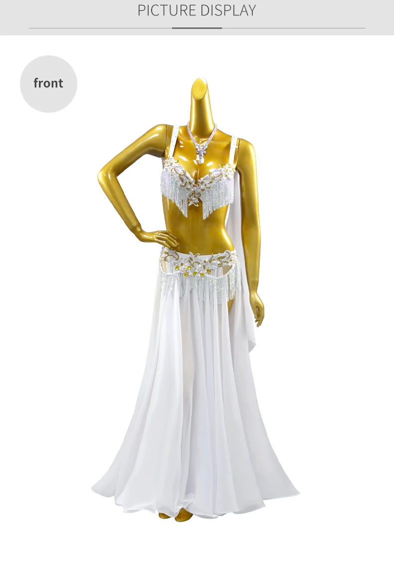 Bauchtanz-Anzug für Damen, Abendkorsett-Kleid, Übungskleidung, Bühnen-Bauchtanz, Arabische Caderines, Unterrichtskleidung, Tanzkleidung, Langer Rock – Detail 7