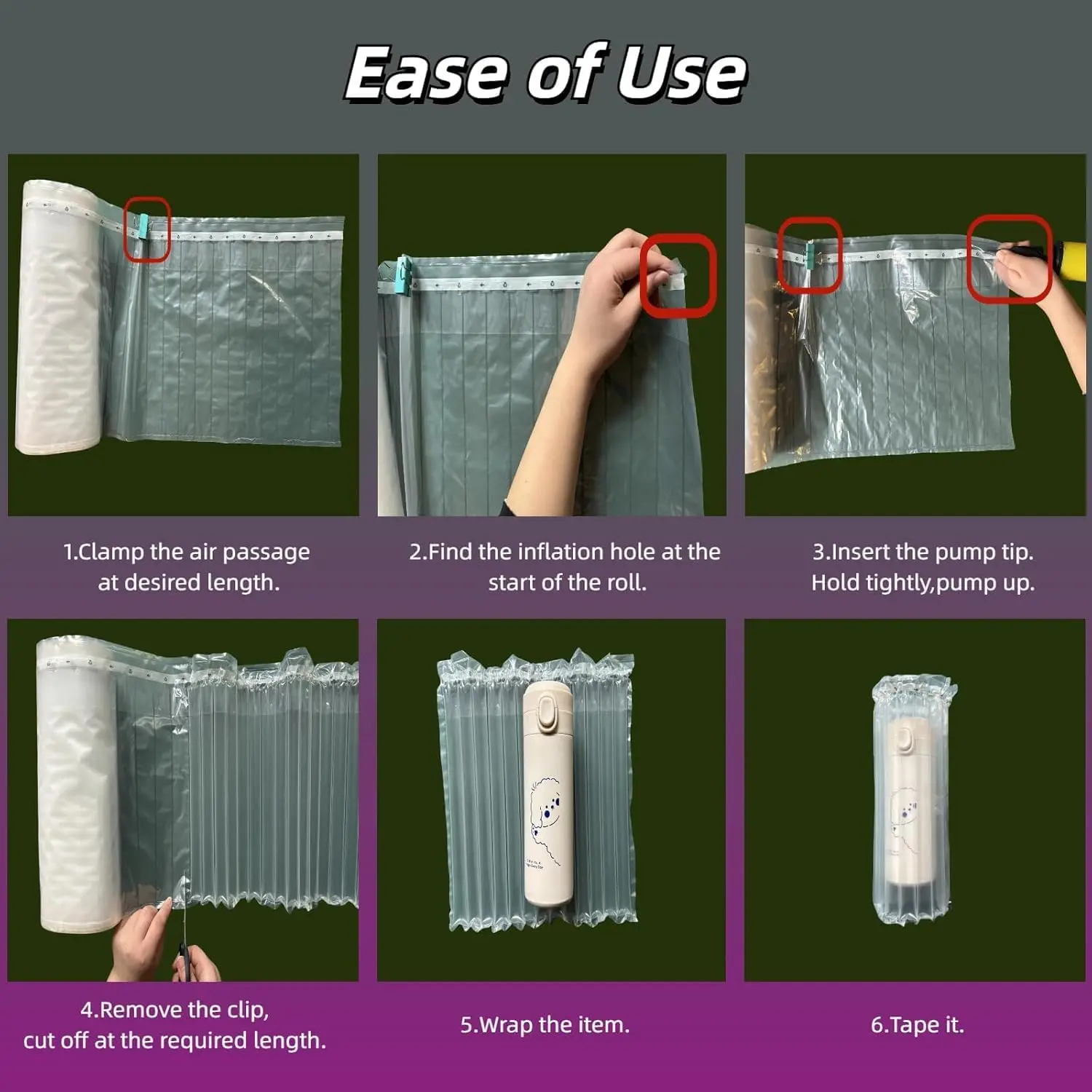 Large Bubble Cushioning Wrap 15.7" x 262 Ft Inflatable Air Pillow for Shipping Packing Moving Heavy Duty Eco-Friendly