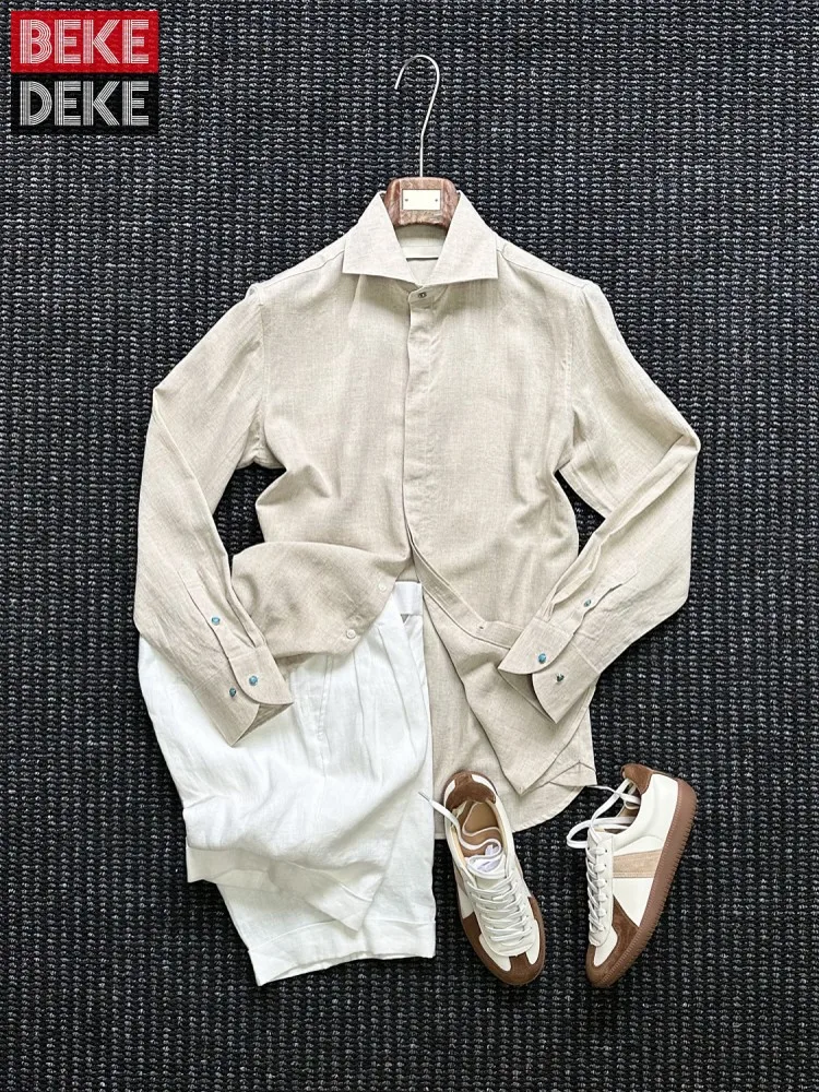 

Fashion Mens Summer Long Sleeve Light Weight Breathable Business Casual Work Shirts Turn Down Collar Single Breasted Tops Shirt