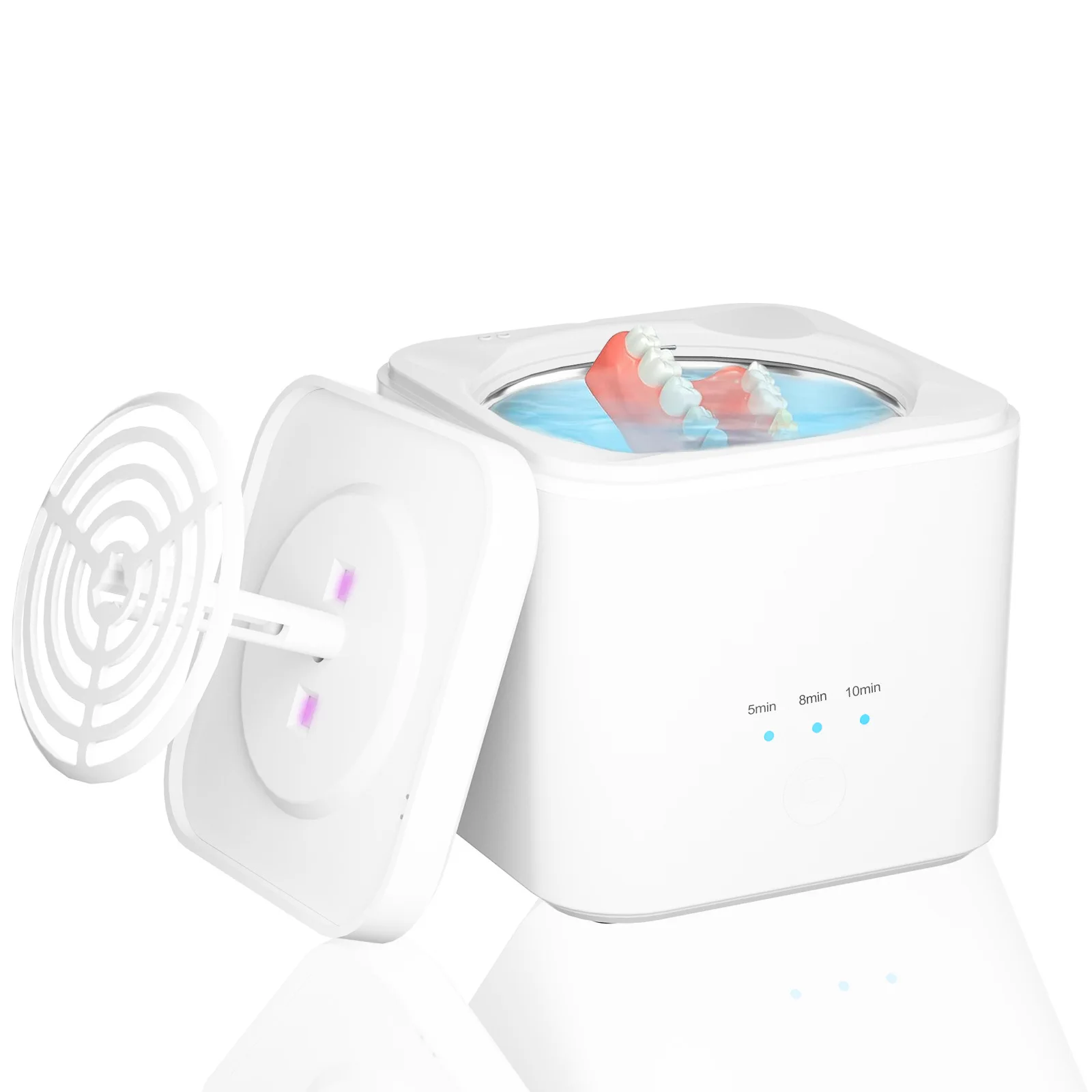 Multi-function Ultrasonic Cleaner Stainless Steel One Touch Operation 42kHz Denture Retainers Jewelry 360° Deep Cleaning Machine