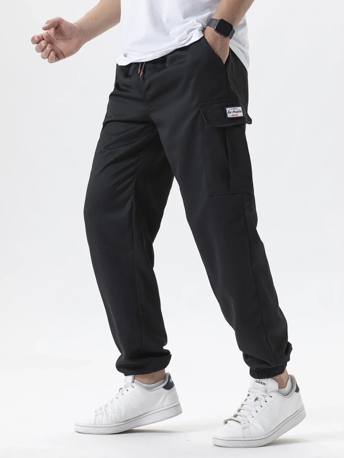 الرجال عارضة البضائع Sweatpants الربيع/الخريف S-2XL الخصر الرباط ركض المشي لمسافات طويلة السراويل التكتيكية للرجال مع جيوب