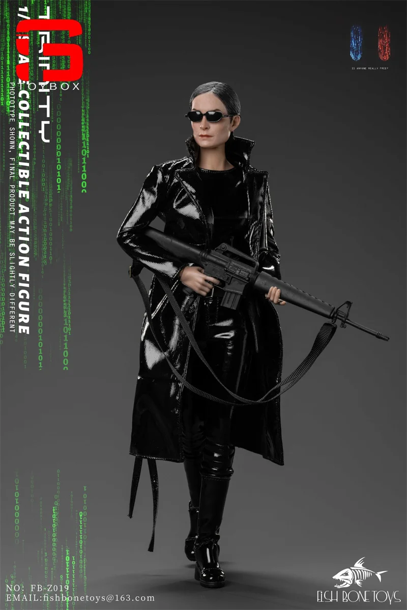 PESCE BONETOYS FB-Z019 1/6 Trinity Carrie-Anne Moss Action Figure 12 '' Soldato Femminile Figurine Modello Set Completo Giocattolo
