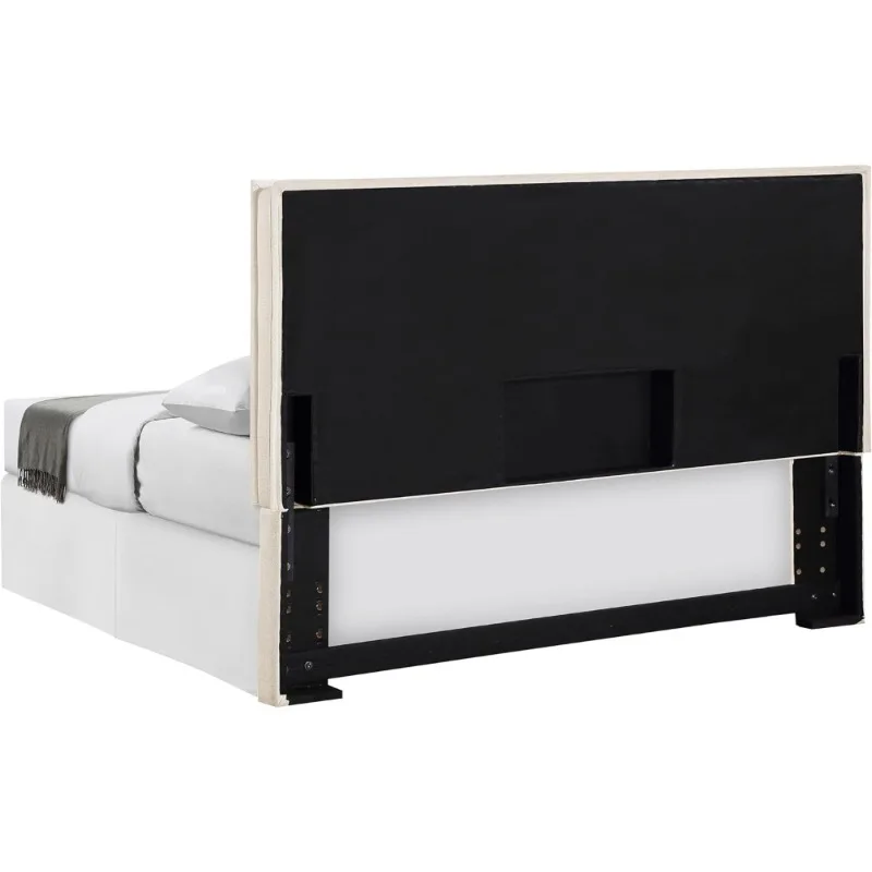 Testiera con pannello imbottito con flangia Queen imbottitura in schiuma a grandezza naturale camera da letto moderna sabbia