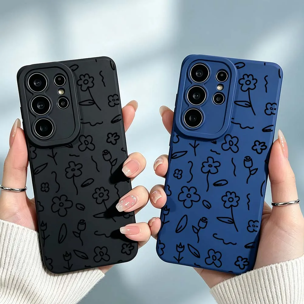 Cartoon Floral Pattern Design For Samsung Galaxy S26 S25 S24 S23 S22 S21 A55 A54 A35 A15 Ultra FE Plus Phone Case Cover