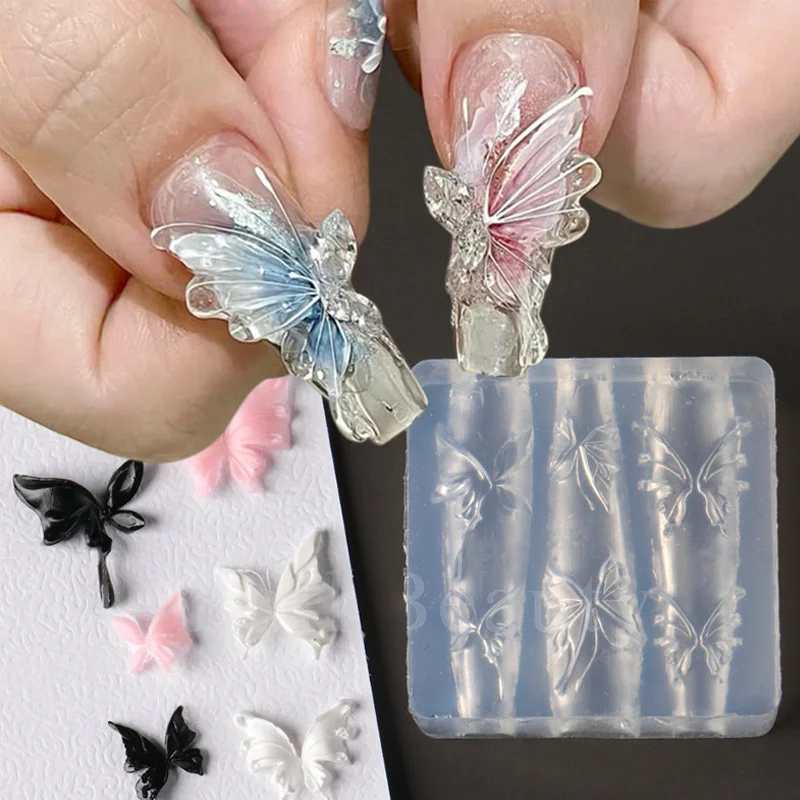 1 Stücke Schmetterlinge Multi-Designs 3D Carving Silikon Nagelform DIY Design Silikon Nail art Nägel Werkzeug