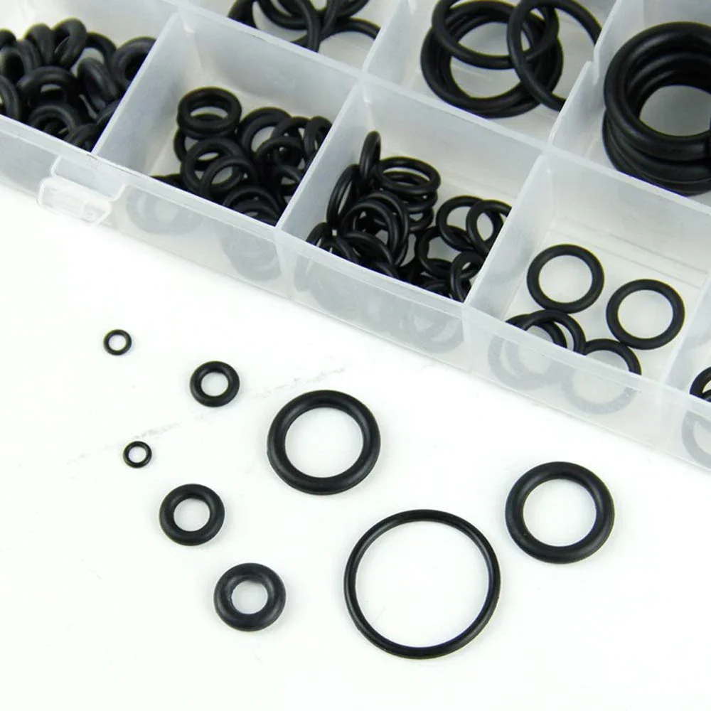 225PCS Rubber O Ring Oil Resistance O-Ring Washer Gasket Seals Watertightness Assortment Different Size and Plastic Box Kit Set