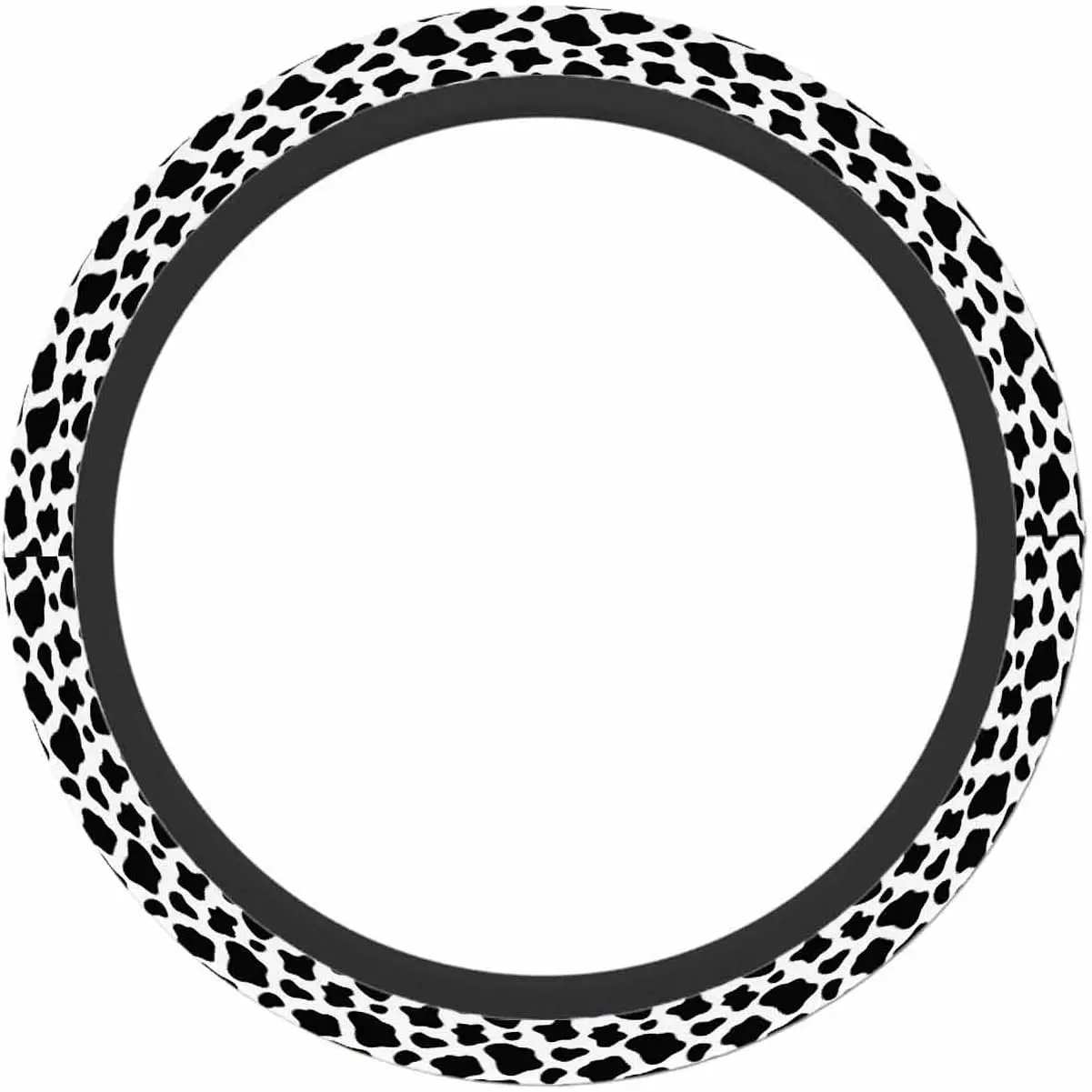 Cow Steering Wheel Cover Doodle Car Accessory Neoprene Auto Interior Decor Anti Slip Car Truck Protector Universal 15 Inch Black