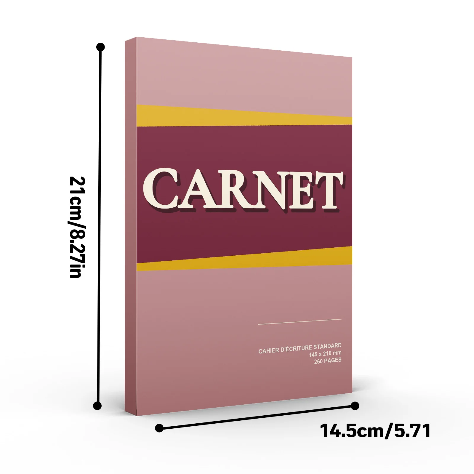 260-Page French Notebook, 145×210mm Minimalist Writing Journal for Study Notes, Meetings, School, Office and Daily Writing