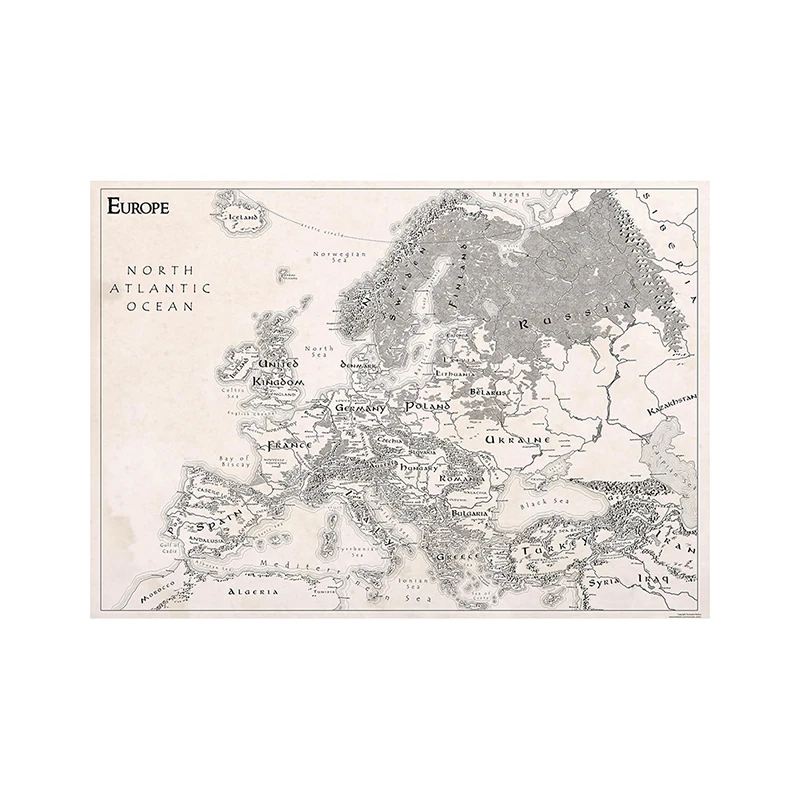 Peinture sur toile Non tissée la carte de l'europe, 150x100cm, affiche murale d'art imprimée sans cadre, décoration de la maison, fournitures scolaires