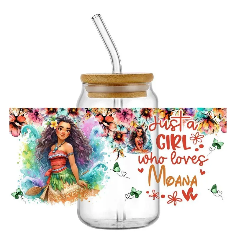 New Princess Cartoon Pattern UV DTF Transfer Frozen Sticker Waterproof Transfers Decals For 16oz Glass Cup Wrap Stickers