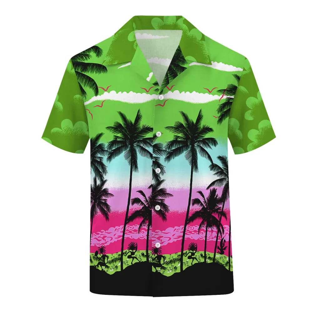 Hawaiian Men\'s Shirt Summer Fashion Short Sleeve Top 3d Coconut Tree Polo Collar Fashion Oversized Beach Shirt For Men Camiseta