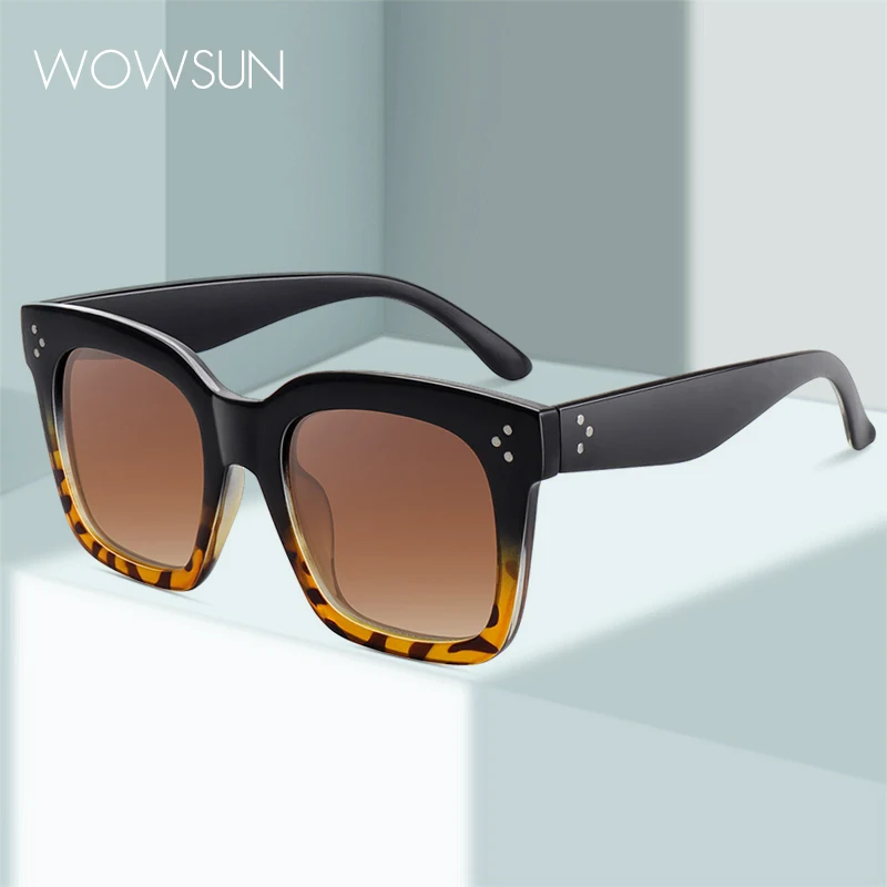 WOWSUN Women's Square Oversized Fashion Rice Nail Design Sunglasses for Outdoor Vacation Anti Glare Sun Glasses AA193