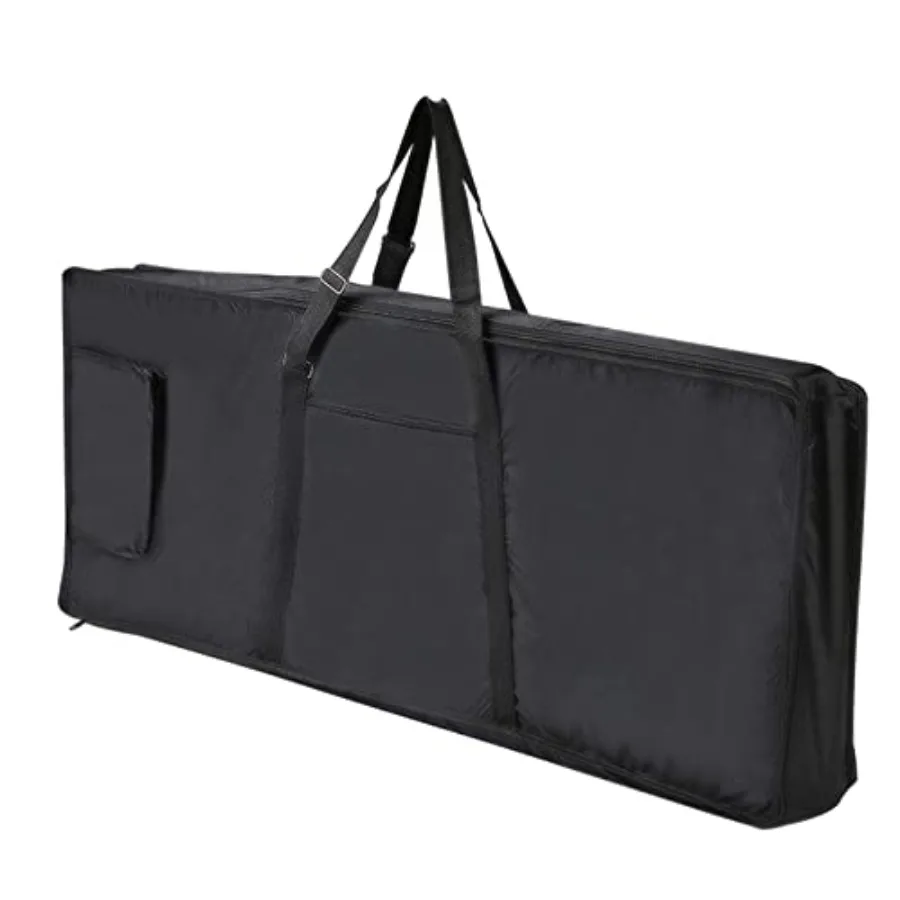 39 61鍵盤キーボードギグバッグ、電子ピアノケース、6mm厚パッド入り、調節可能なショルダートラベルストラップと収納ポケット付き、ブラック