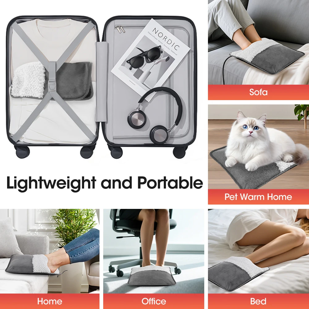 USB電気フットウォーマー、多機能加熱フットカバー、肩、足、脚用ソフトサーマルフットマフ、ベッド、自宅用