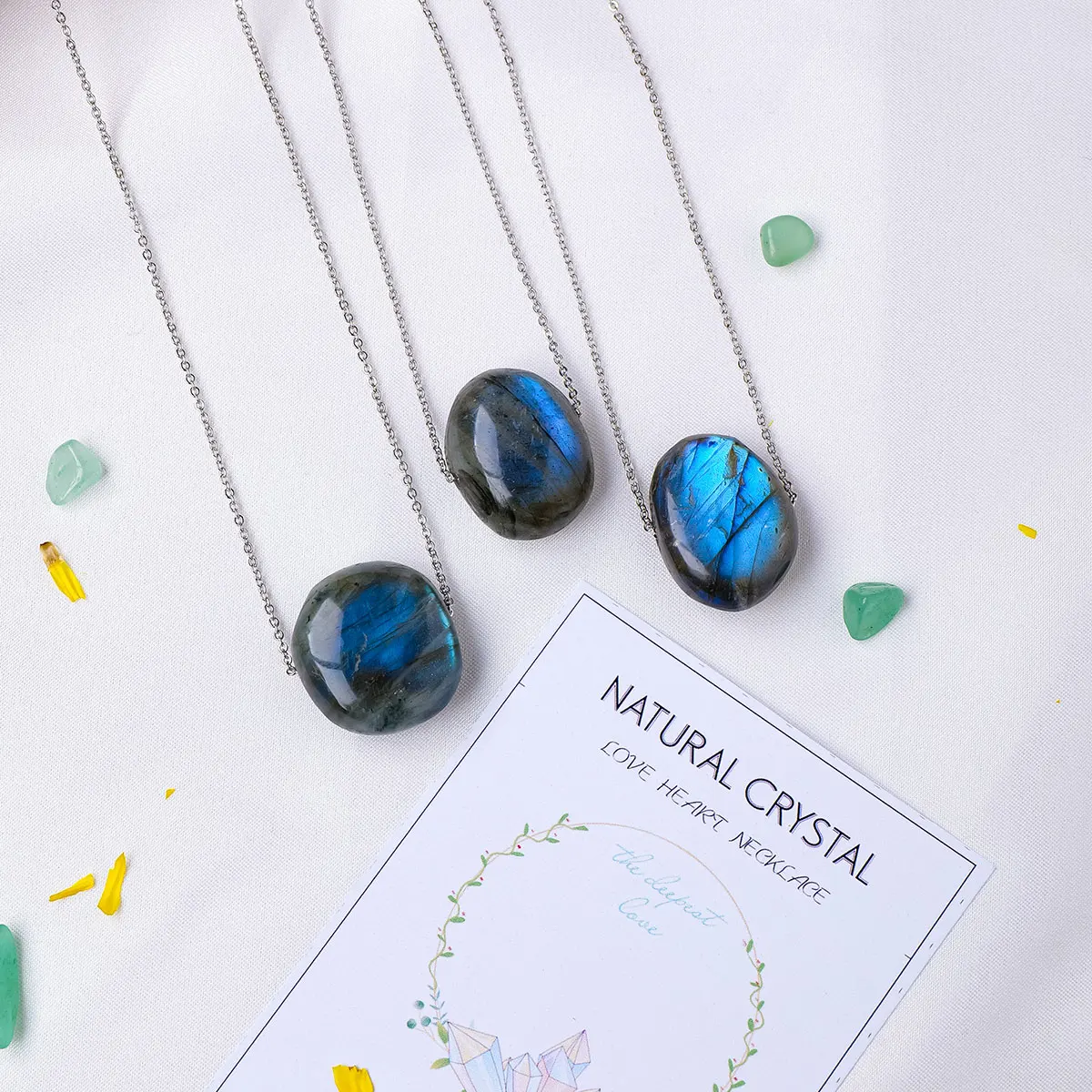 1 pz bella pietra di cristallo naturale che scorre luce blu Labradorite allungata collezione di ciondoli a forma di pietra gemma