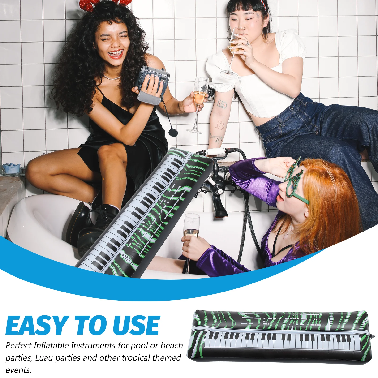 2 Pcs Inflatable Electronic Keyboard Musical Instrument Inflation PVC Props Funny Party Decorations Keyboards