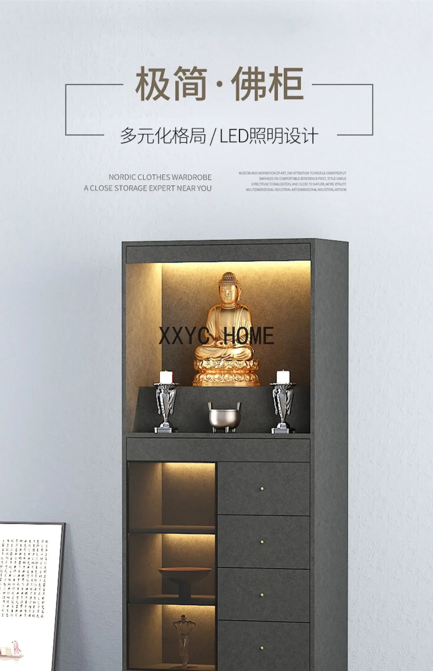 

Moderne Minimalistische Boeddha Kast Huishoudelijke Altaarkleding Altaarstandbeeld Boeddha Heiligdom God Van
