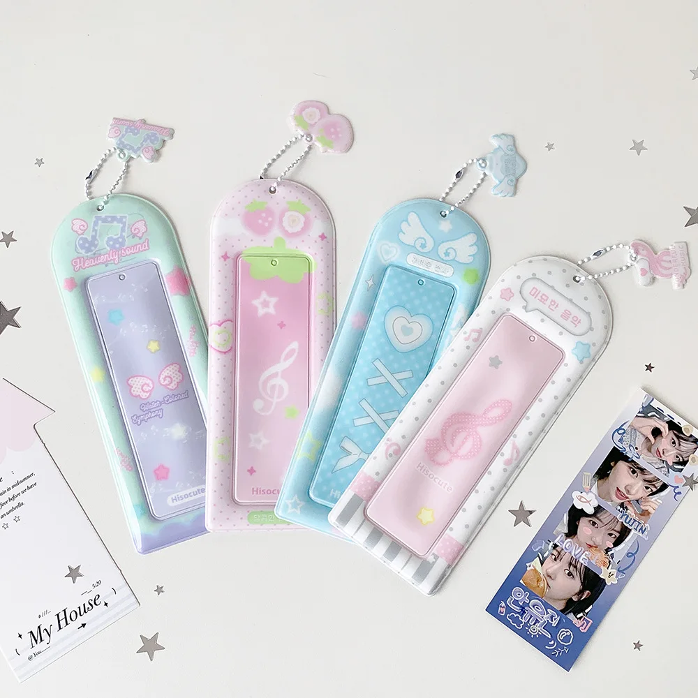 Kpop Fashion Cute Angel Wings Life 4 Grid Photo Card Holder Sweet Girls Backpack Pendant Decoration Keychain Card Bag Gifts