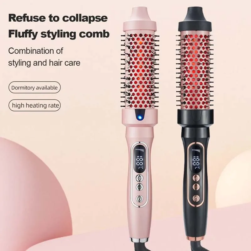 Electric Infrared Straightener Brush Portable Anti-Scald Hair Curling Iron Comb Fast Heating Automatic Shutoff for Salon