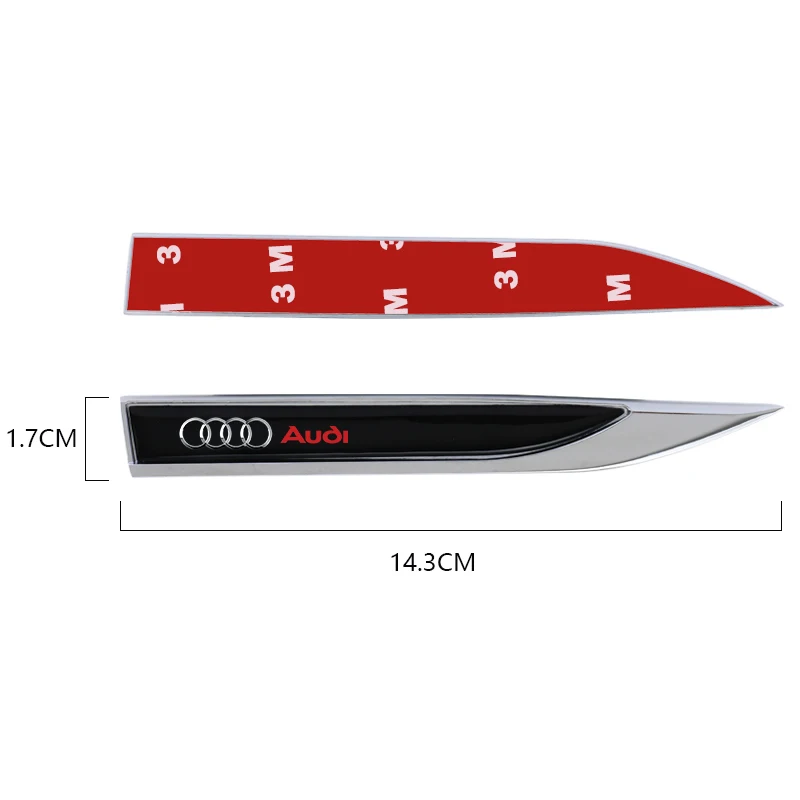 2PCS Car Side Fender Knife Stickers Emblem Badge Decals Trim Styling Logo For Audi A3 A4 A5 A6 A7 A8 S3 S4 Q2 Q3