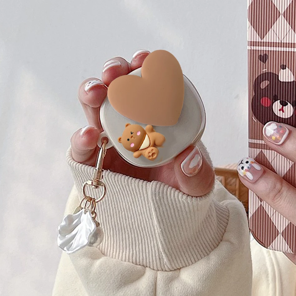 เคสซิลิโคนสำหรับ Samsung Galaxy buds live/buds 2pro /buds Pro พวงกุญแจการ์ตูนหมีเกาหลีน่ารัก