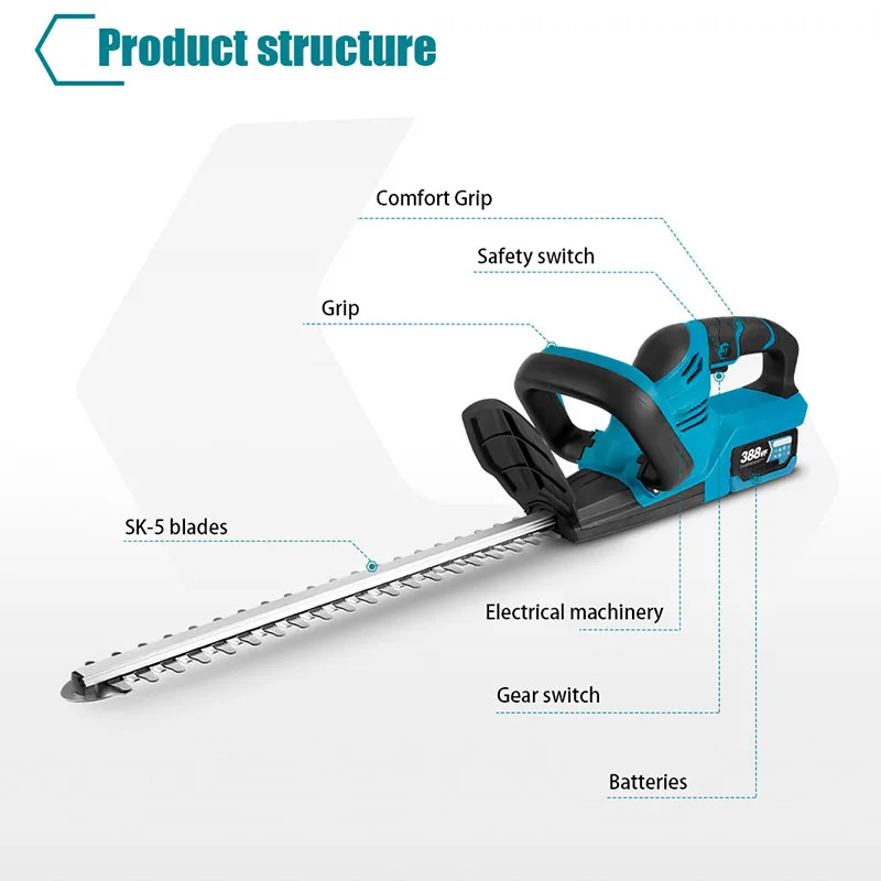 ไร้สายไฟฟ้า Hedge Trimmer มัลติฟังก์ชั่ใบมีดคู่สวนเครื่องตัดหญ้าเครื่องมือสําหรับ Makita 18V แบตเตอรี่ (ไม่มีแบตเตอรี่)
