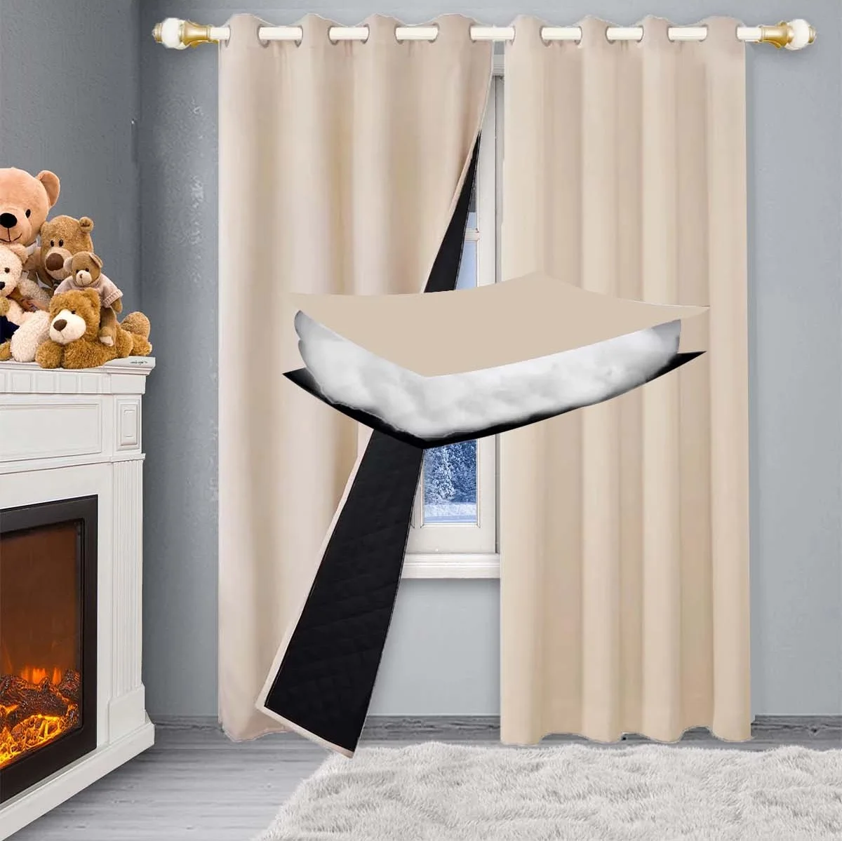 Custom Winter Cotton Curtain Waterproof/Cold-proof/Soundproof/Blackout Curtains Indoor/Outdoor Thickened Garden Curtains 1 Panel