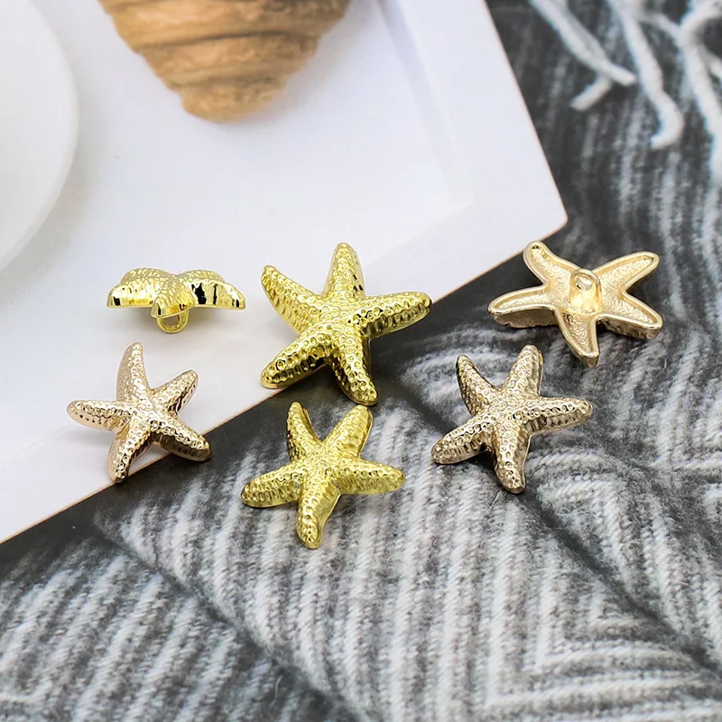 10PCS/Lot Creative Simple Design Cardigan Pattern Starfish Button DIY Wholesale Button Metal Casual Coat Buckle