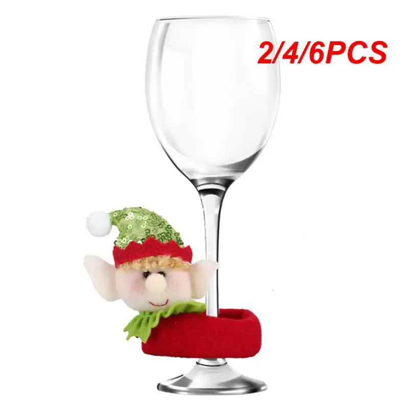 2/4/6PCS Christmas Decorative Wine Bottle Set Eye-catching Practical Safety Need Cloth Popular Festive Party Supplies