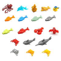 Animal Building Blocks MOC Marine Animal Octopus Dolphin Carp Crab Shark Shrimp Lobster and Hermit Crab DIY Educational Kid Toy