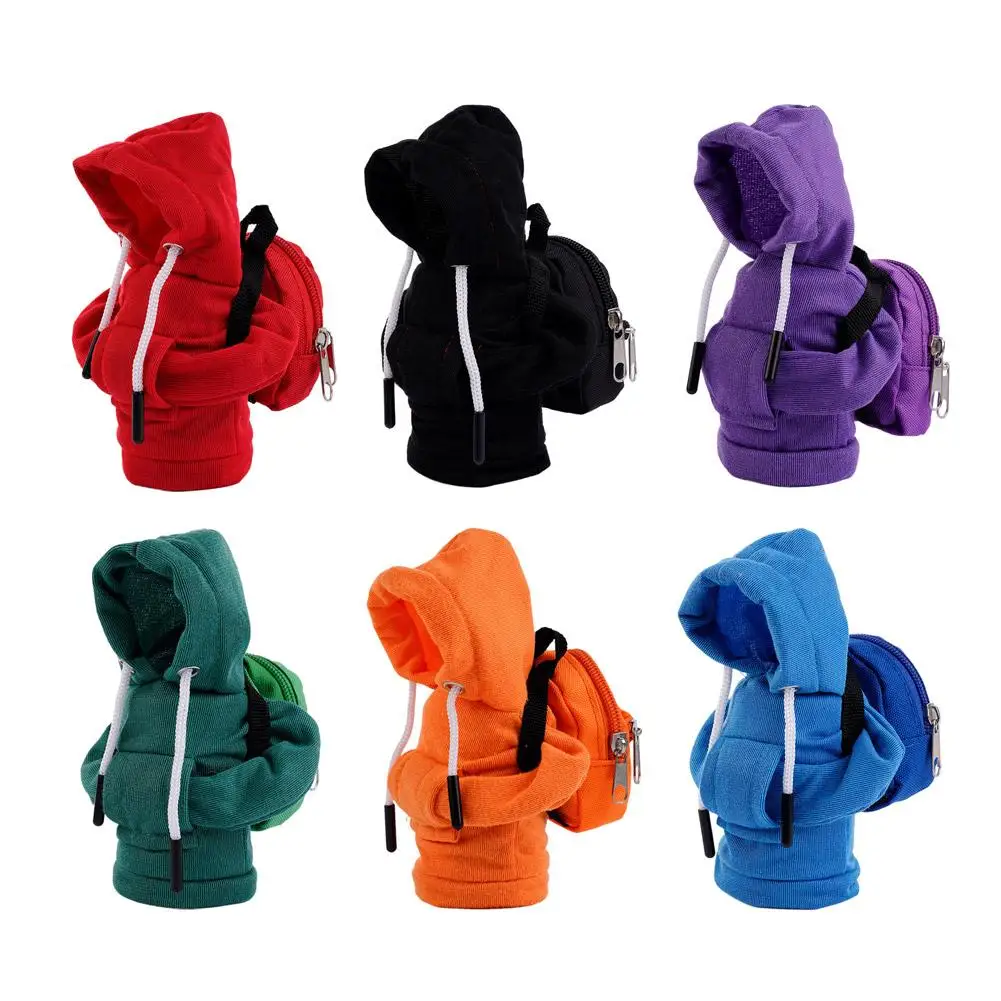Funny 7 Inch Goose Outfits With Backpack Red Hoodies Soft Solid Color Desk Goose Outfits Clothes Mini Porch Goose Hoodies