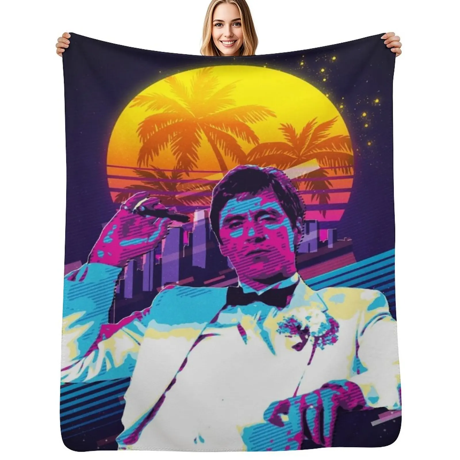 Classic Cinema Art: Scarface Movie Print Featuring Al Pacino Throw Blanket Moving Furrys Summer Beddings Blankets