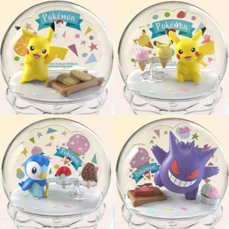 ポケモンモデルデザートクリスタルボールシリーズフィギュアコレクション装​​飾品子供のおもちゃアニメーション誕生日ギフトピカチュウゲンガー人形
