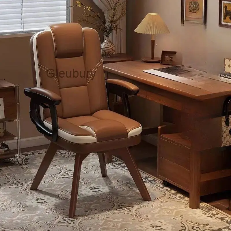 Conference Wooden Office Chair Leather Designer Computer Desk Office Chair Luxury Throne Sillas De Oficina Library Furniture