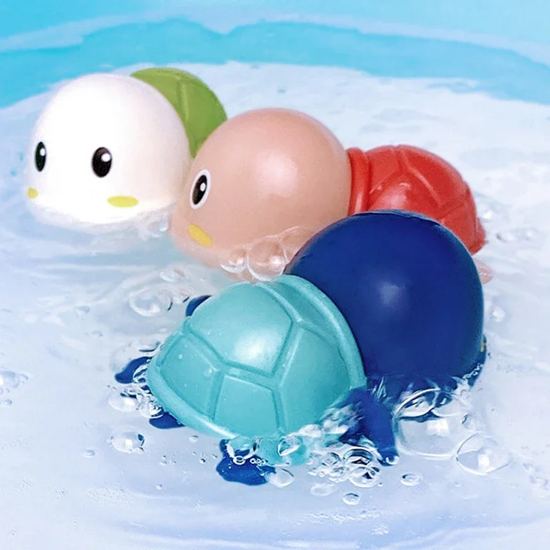 Brinquedo de banho bonito dos desenhos animados animal tartaruga clássico brinquedo de água do bebê infantil nadar tartaruga enrolada corrente clockwork crianças praia brinquedos de banho
