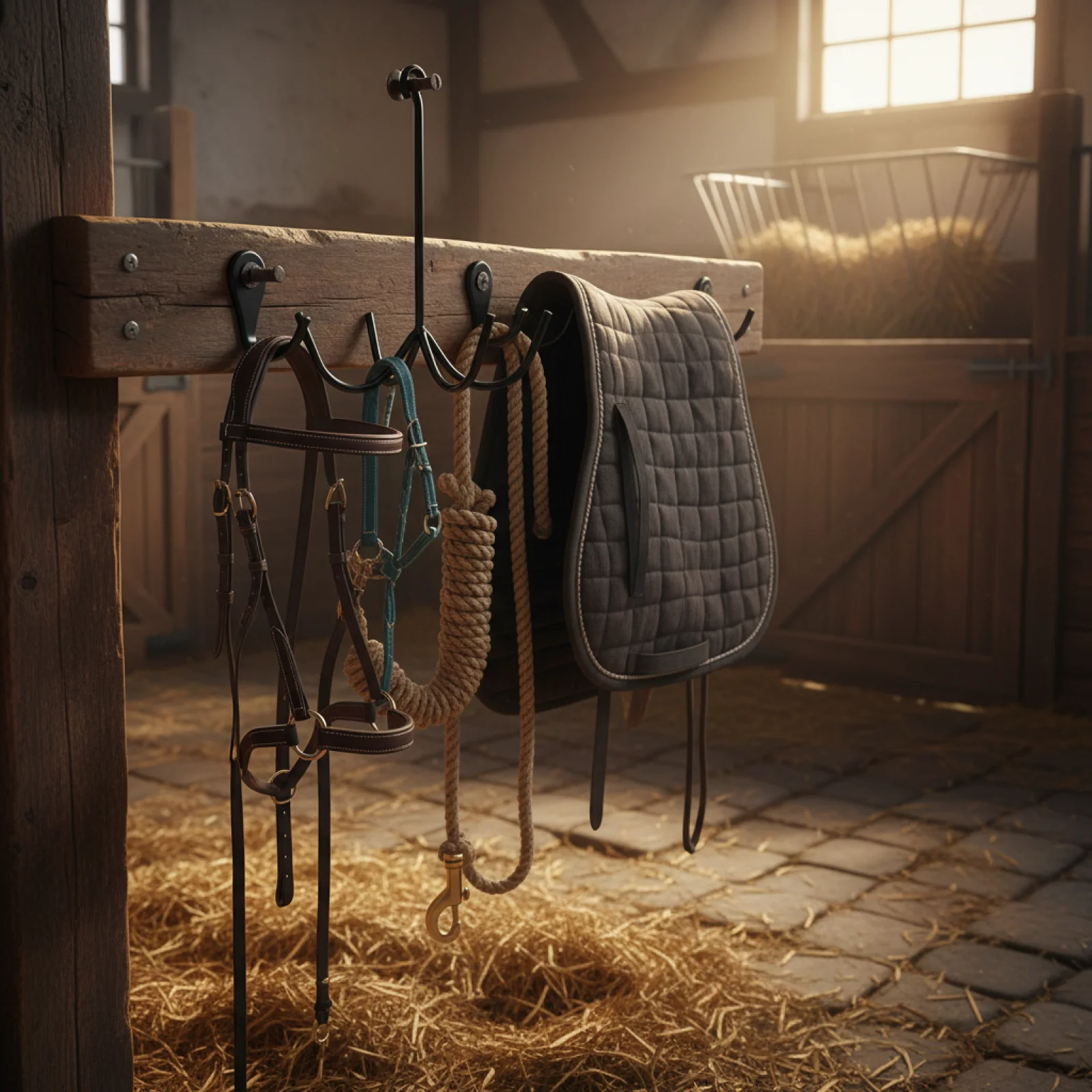 Four Prong Heavy Duty Tack Hook Iron Hanger for Stable Barn Trailer Horse Accessories Storage