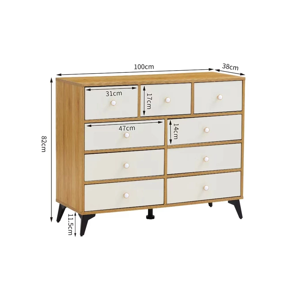 CABINET  WOOD MDF BOARDS, 9 Drawers Dresser WOOD COLOUR