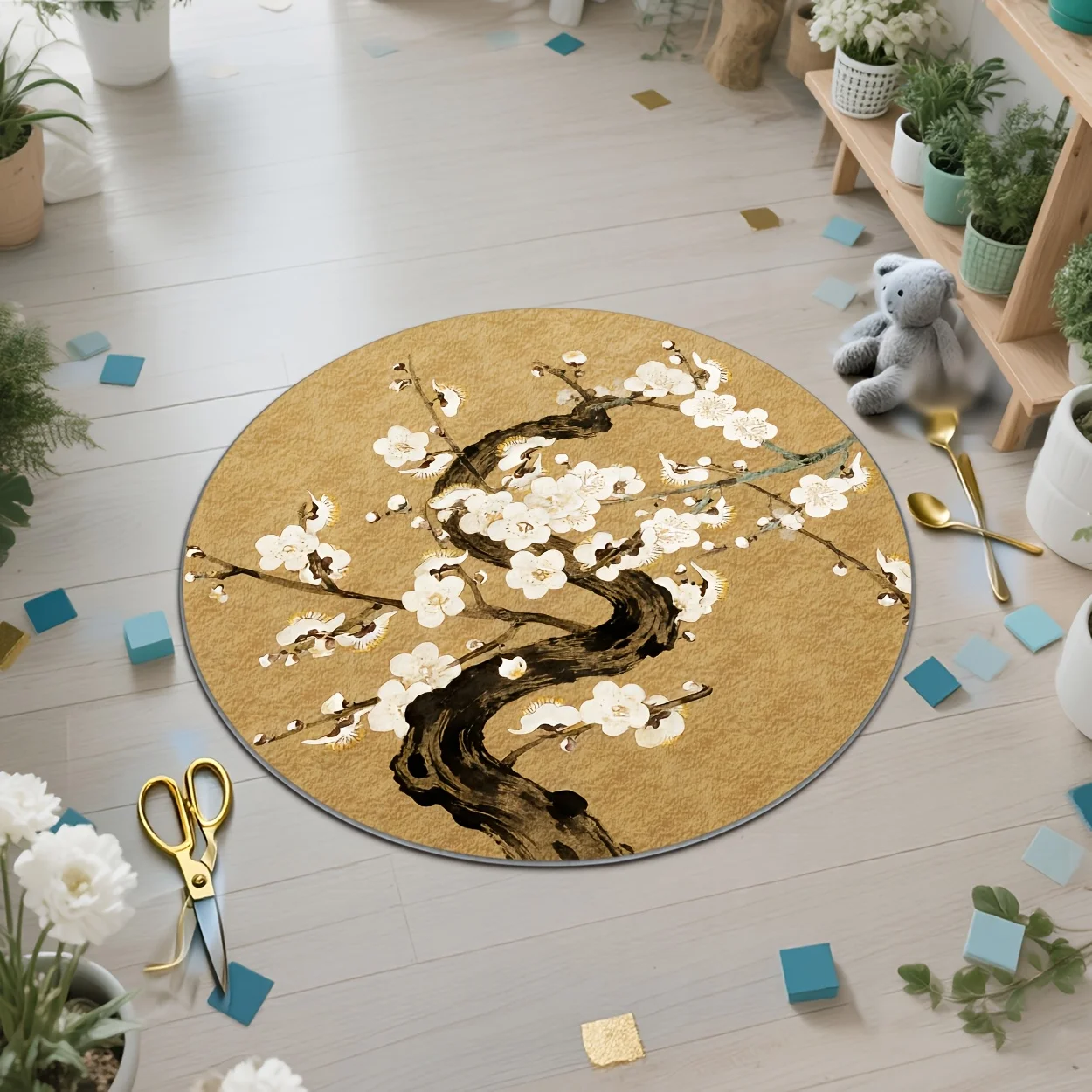 Modern Black Grey Orange Geometric Split Texture Round Commercial Floor Rug Welcome Decor For Entryway Porch