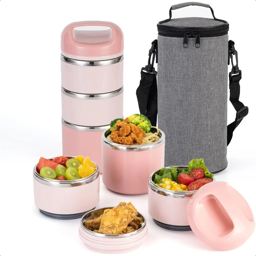 

3Layer Stainl Steel Lunch Box 1.43L Leakproof BPAFree Insulated Bento Box for OntheGo Meal Prep Stackable Food Container for Wo