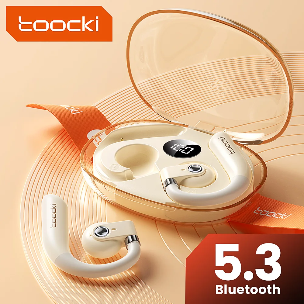 Toocki Bluetooth Earphones True Wireless BT 5.3 Hi-FI Stereo Sound LED Display Earbuds OWS Touch Control Headphone For All Phone