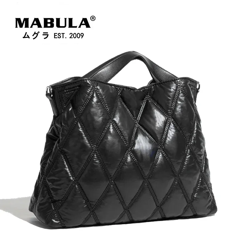 2024 Winter Designer Luxury MABULA Simple Tote Quilted Bags for Women Handbags Nylon Feather Down Padded Crossbody Pillow Purses