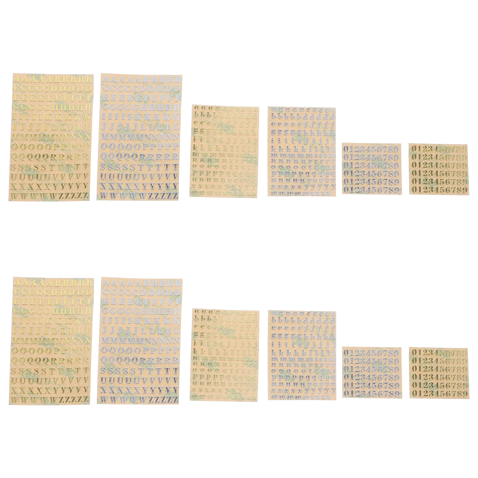 

12 Sheets Metal Stickers Retro Alphabet Number Phone Case Mini Letters Adhesive Scrapbook Decorative DIY Crafts Journal Decor