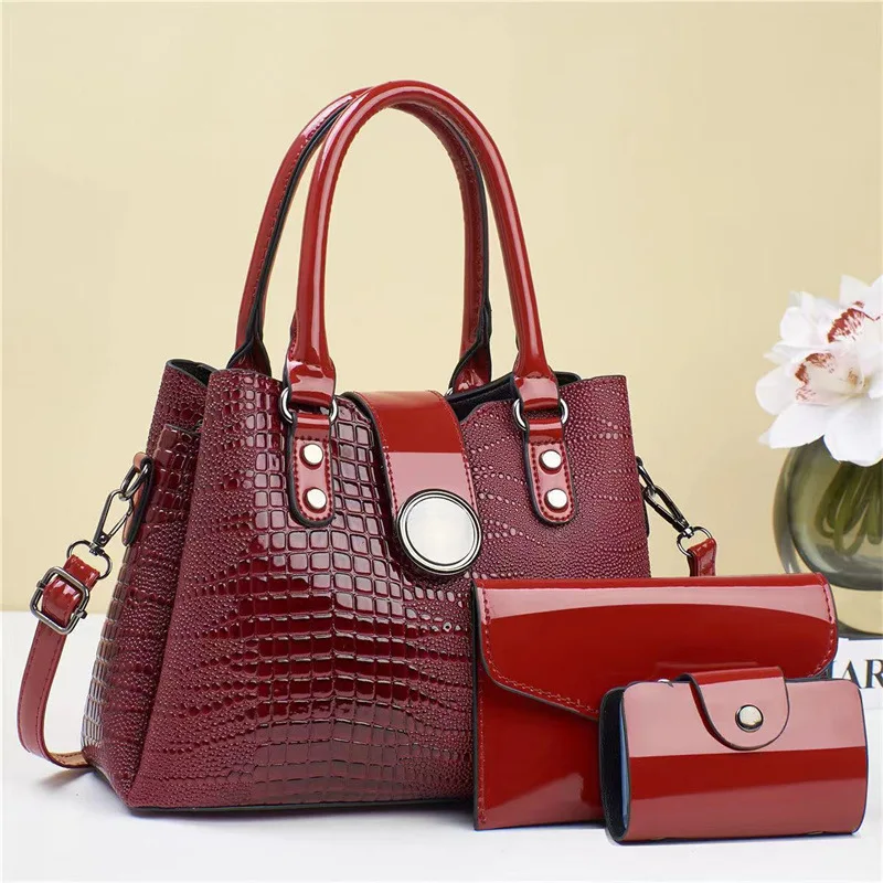 2024 summer new women's bag fashion alligator pattern women's bag large capacity shoulder messenger bag texture handbag set