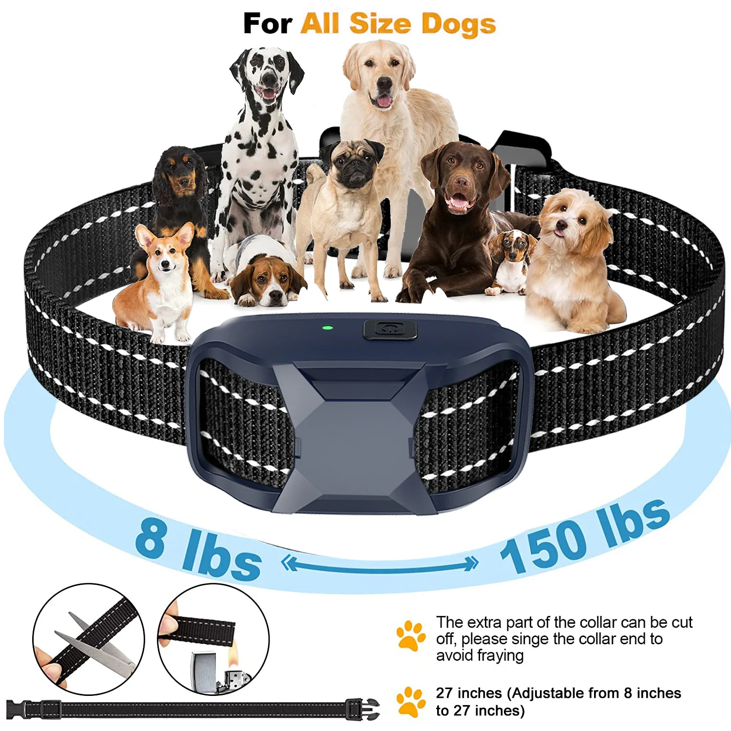 No electric shock dog trainer, color screen charging, waterproof collar, barking stopper, enhanced vibration version