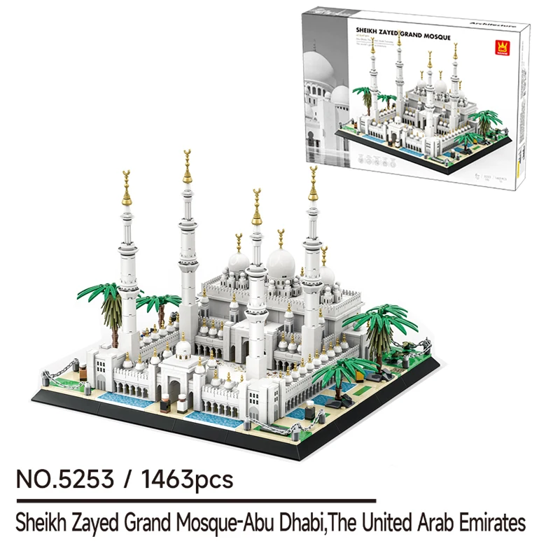 

1463PCS Creative Sheikh Zayed Grand Mosque-Abu Dhabi Building Blocks Architecture Construction Bricks Toy Gift For Adult Kids