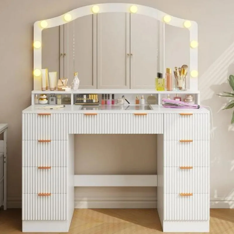 

Modern LED dresser bedroom large mirror dresser with storage and storage integrated