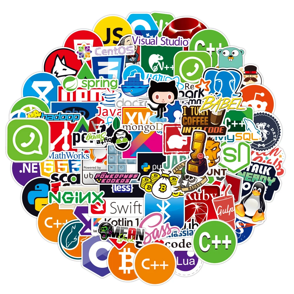 10/30/50/100 قطعة مضحك البرمجة الكتابة على الجدران ملصقات المهوس جافا Php الكرتون الشارات حقيبة الكمبيوتر المحمول الهاتف الكلاسيكية الاطفال لعبة ملصق #2