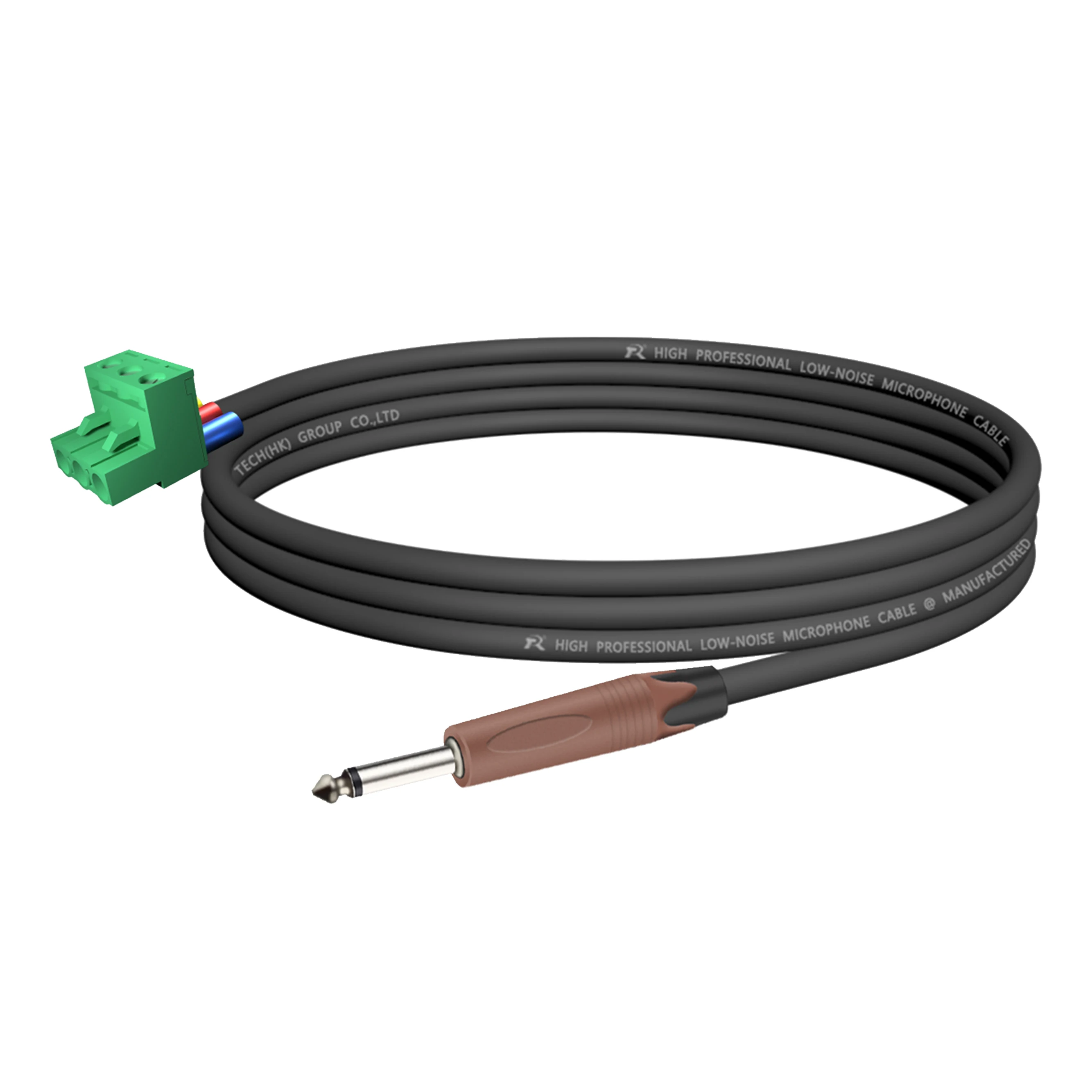 Professionelles 6,35/6,5 mm (1/4 Zoll) TS-Mono-Stecker auf 3-poligen 5,08 mm Phoenix-Stecker-Kabel, symmetrische Audiosignalübertragung – Detail 3